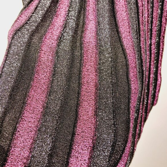 Nannette Lapore NWT Knit Pleated Sparkle Midi Skirt, Lerouge/Silver/Black, Large - Picture 9 of 16
